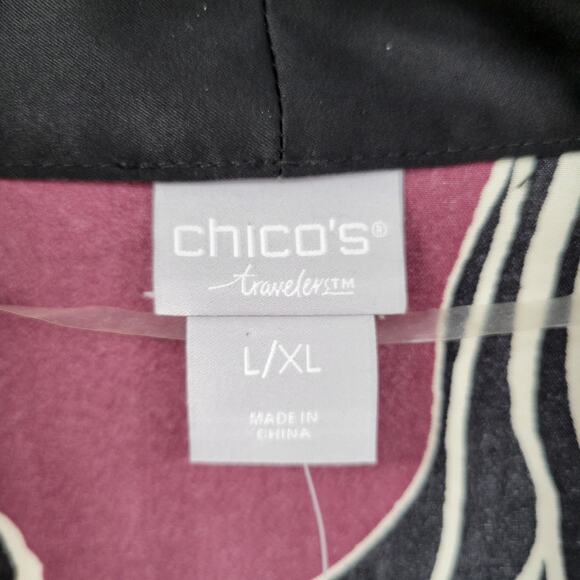 Chicos Travelers Kimono Jacket L/XL Deep Chianti Purple Floral Open Front NWT - Picture 2 of 16